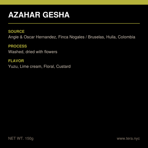Colombia Huila Finca Nogales Azahar Perfume Gesha Washed