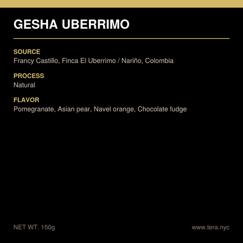Colombia Nariño Finca El Uberrimo Geisha Pink Bourbon Natural