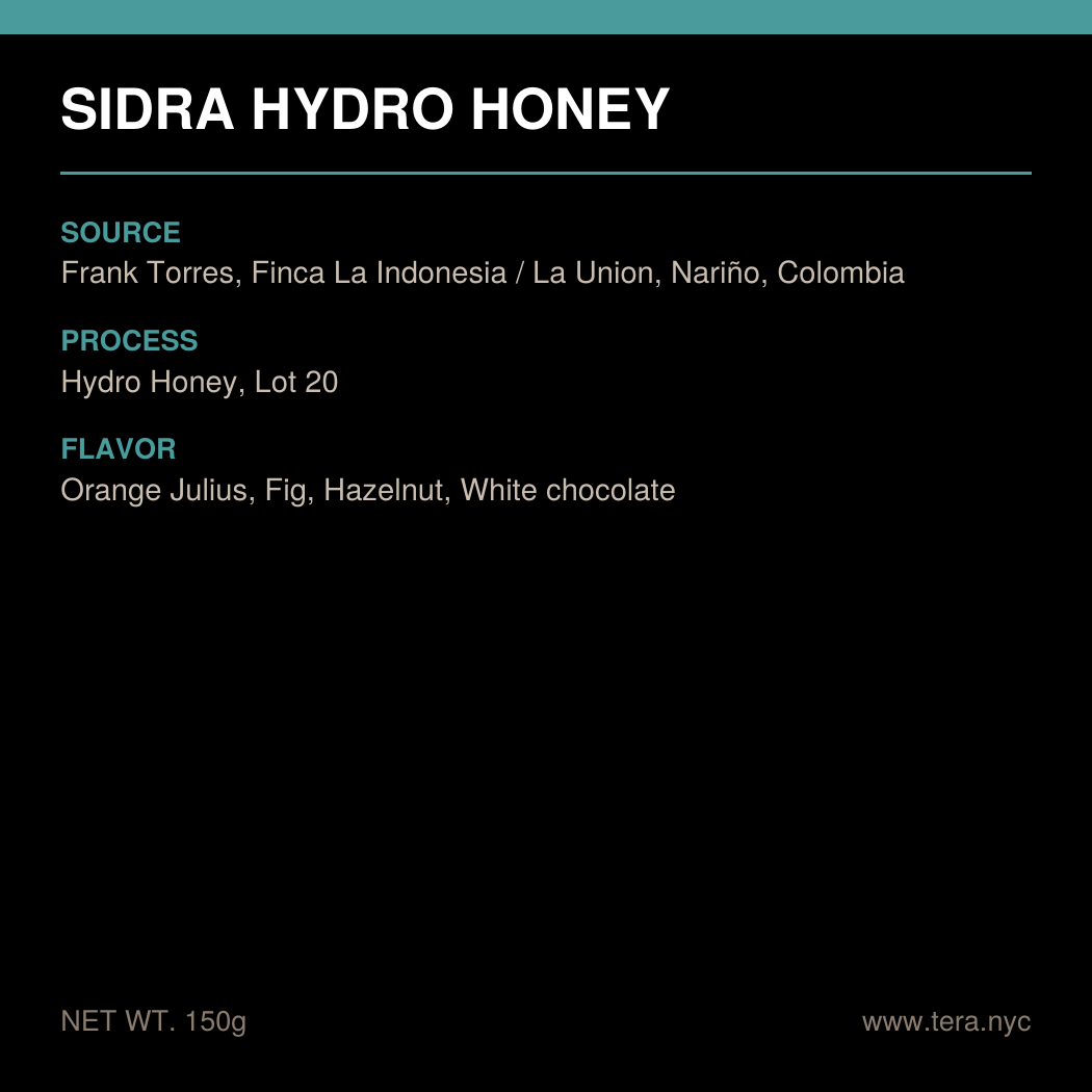 Colombia Nariño Finca La Indonesia Sidra Hydro Honey Lot 20