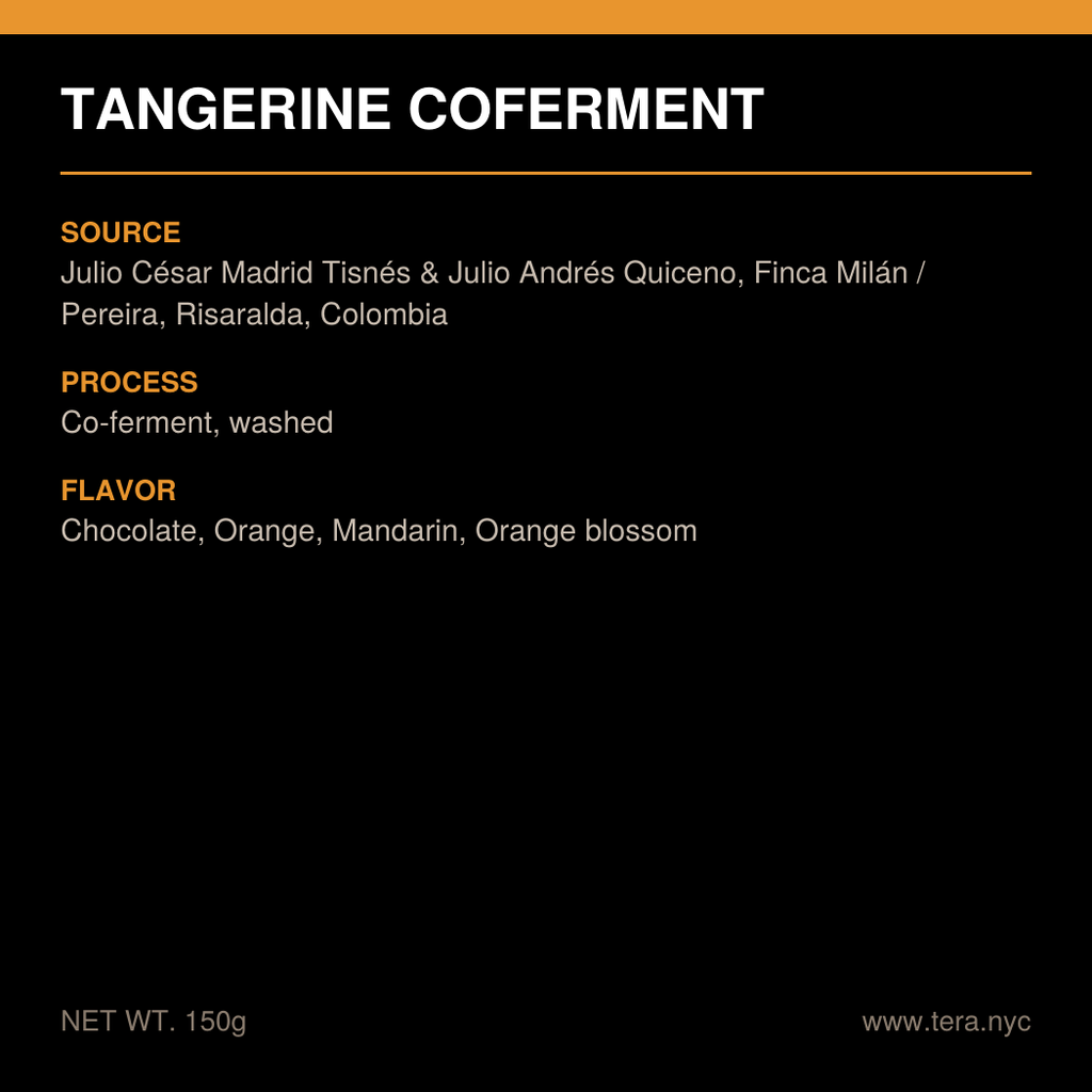 Colombia Risaralda Finca Milán Tangerine Orange Co-Ferment